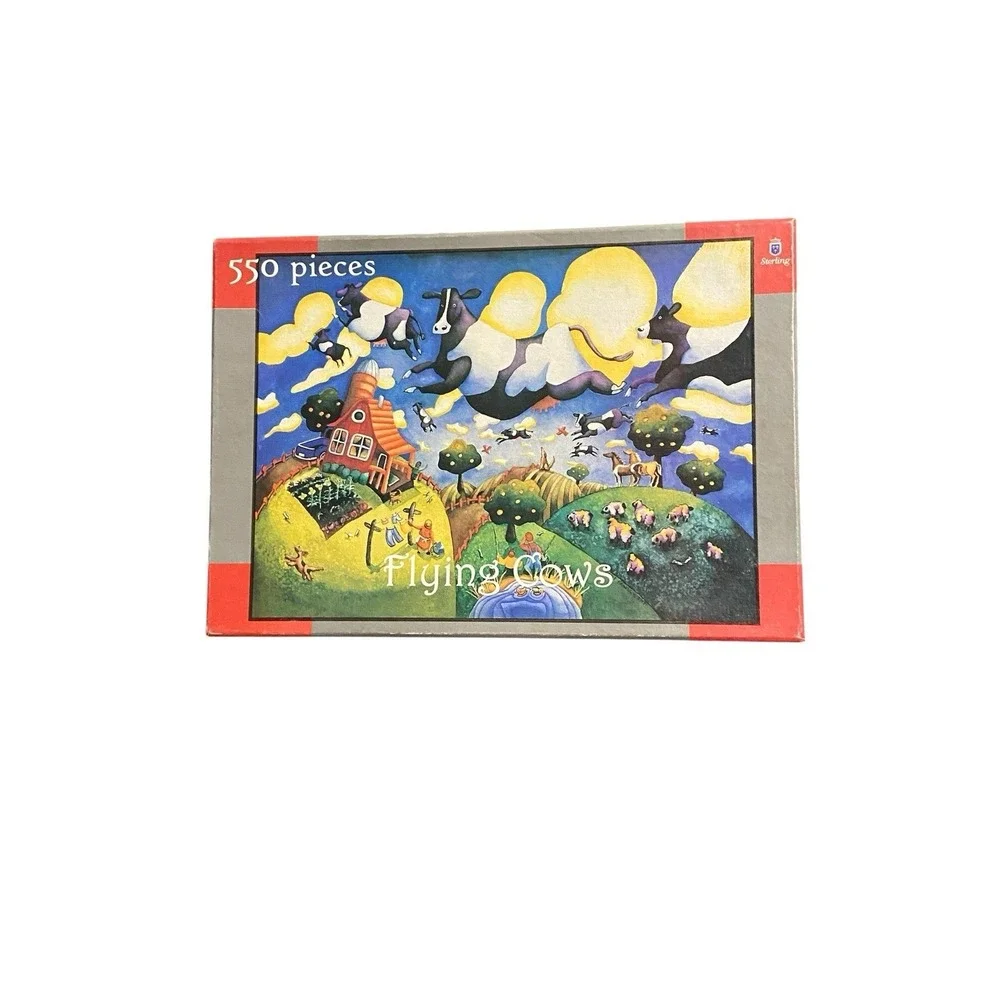 Vintage Sterling Flying Cows 550 Piece Jigsaw Puzzle Style 3238 Complete